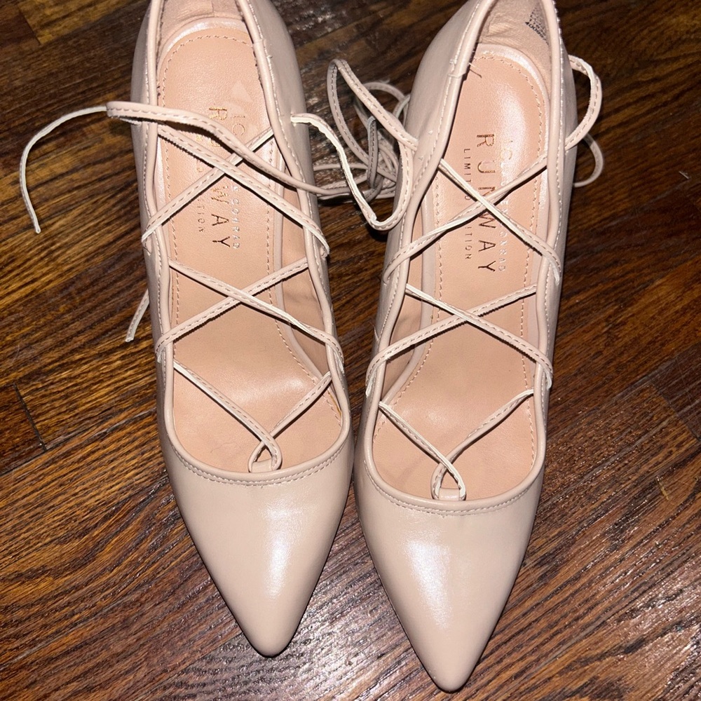 Kohl's Cream Lace-Up Heels